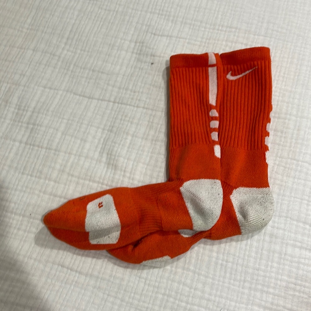 orange and white nike elite socks!